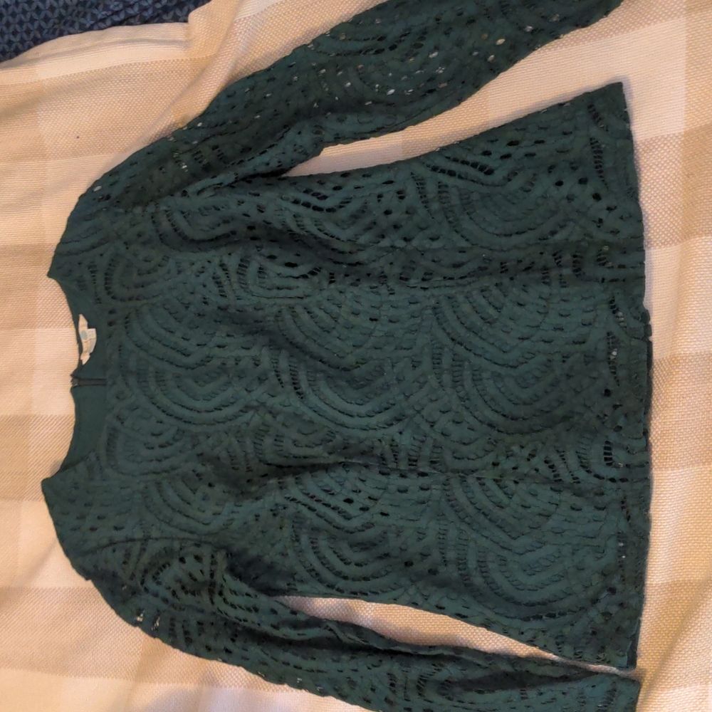 Boden green broderie long sleeve blouse